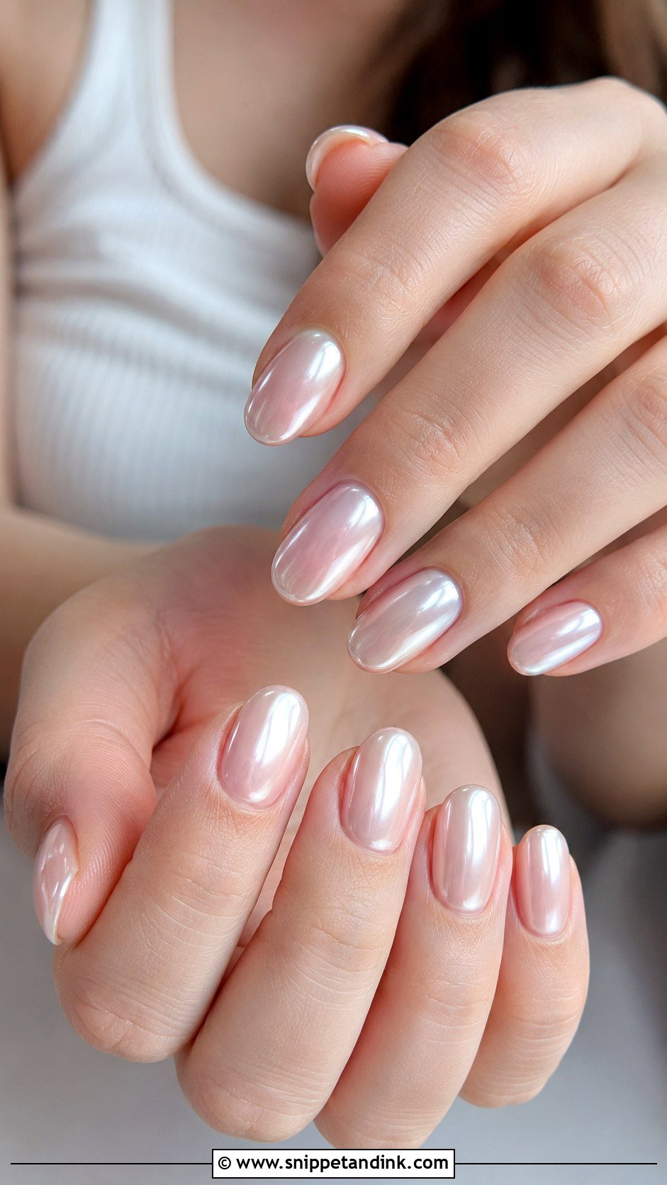 Pearl Chrome Spring Wedding Guest Nails - Snippet and Ink - 20 Spring Wedding Guest Nails