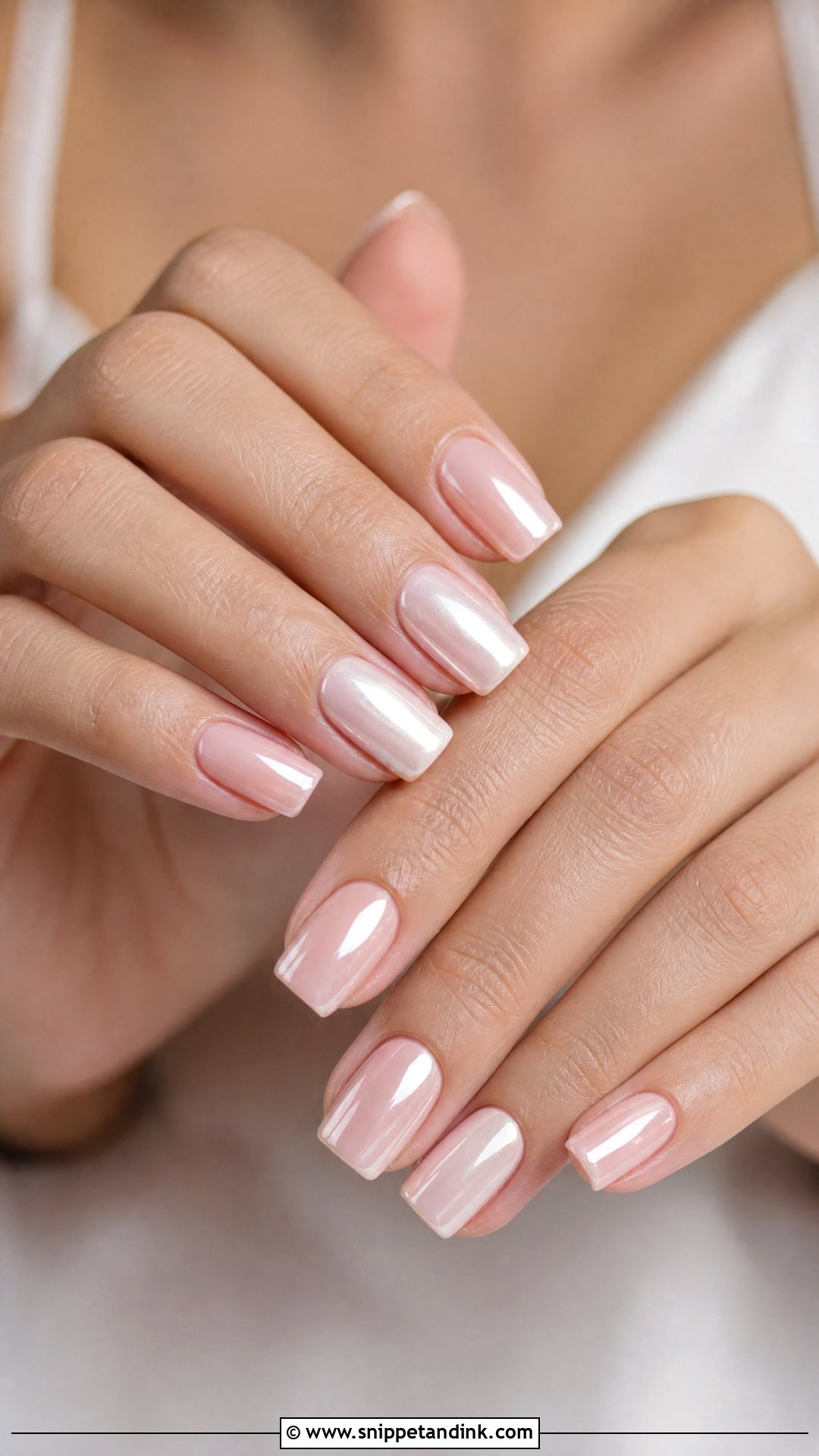 Pearl Chrome Square Bridal Nails - Snippet and Ink - 25 Square Bridal Nails