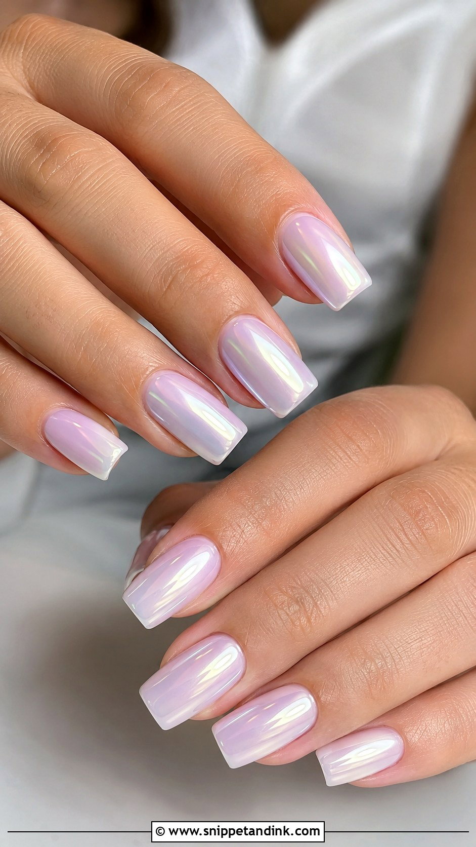 Pearl Chrome Square Bridal Nails - Snippet and Ink - 20 Square Bridal Wedding Nails