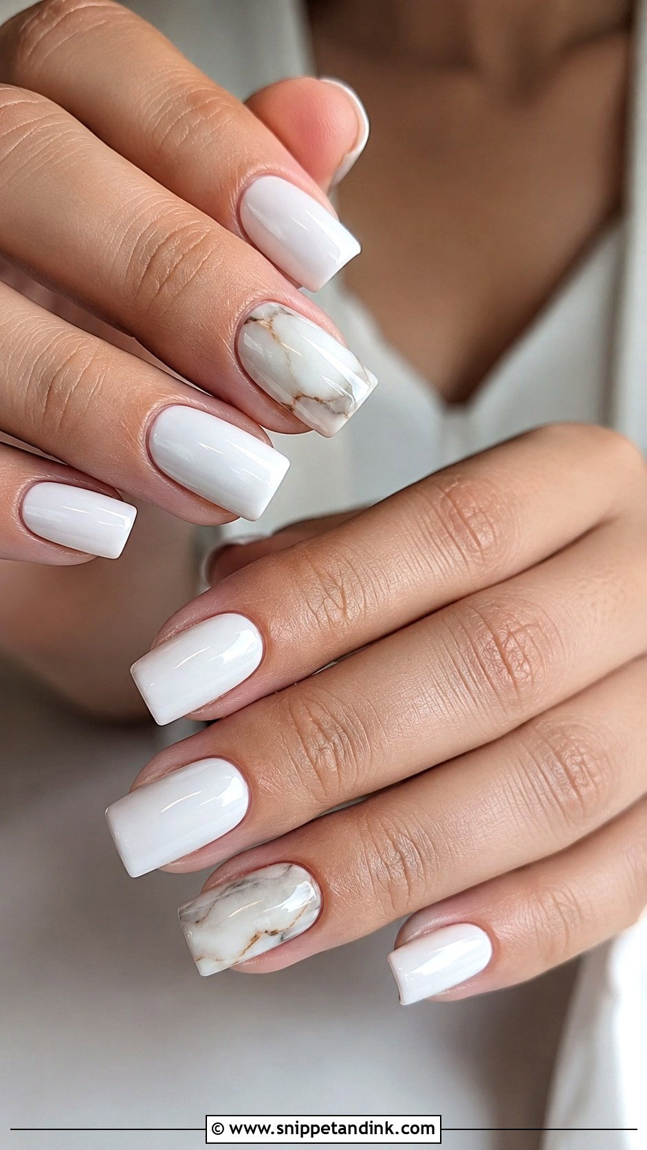 Pearl Chrome Square Wedding Nails - Snippet and Ink - 30 Wedding Nails Square