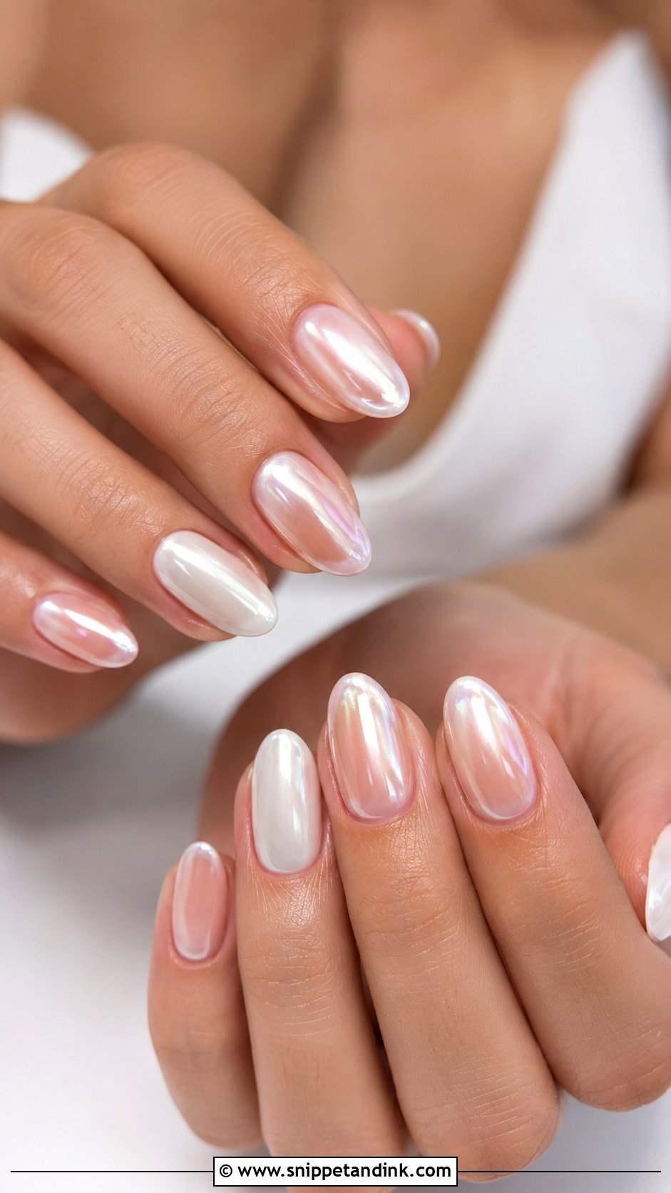 Pearl Chrome Wedding Dip Nails - Snippet and Ink - 20 Wedding Dip Nails