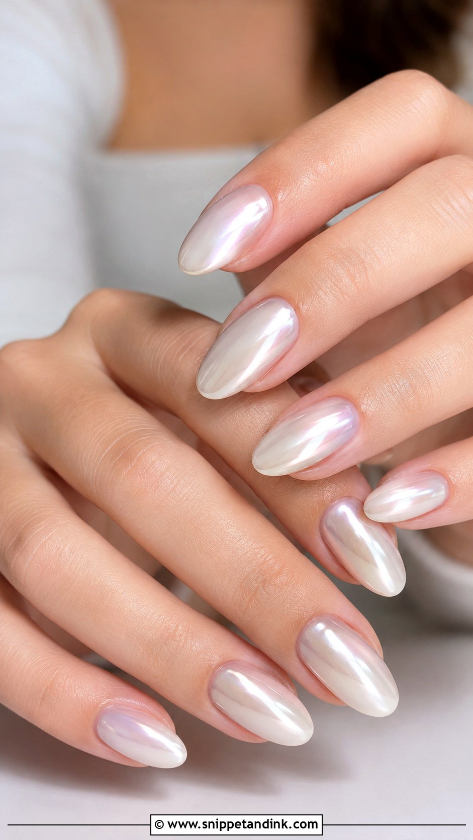 Pearl Chrome Wedding Gel Nails - Snippet and Ink - 20 Wedding Gel Nails Brides