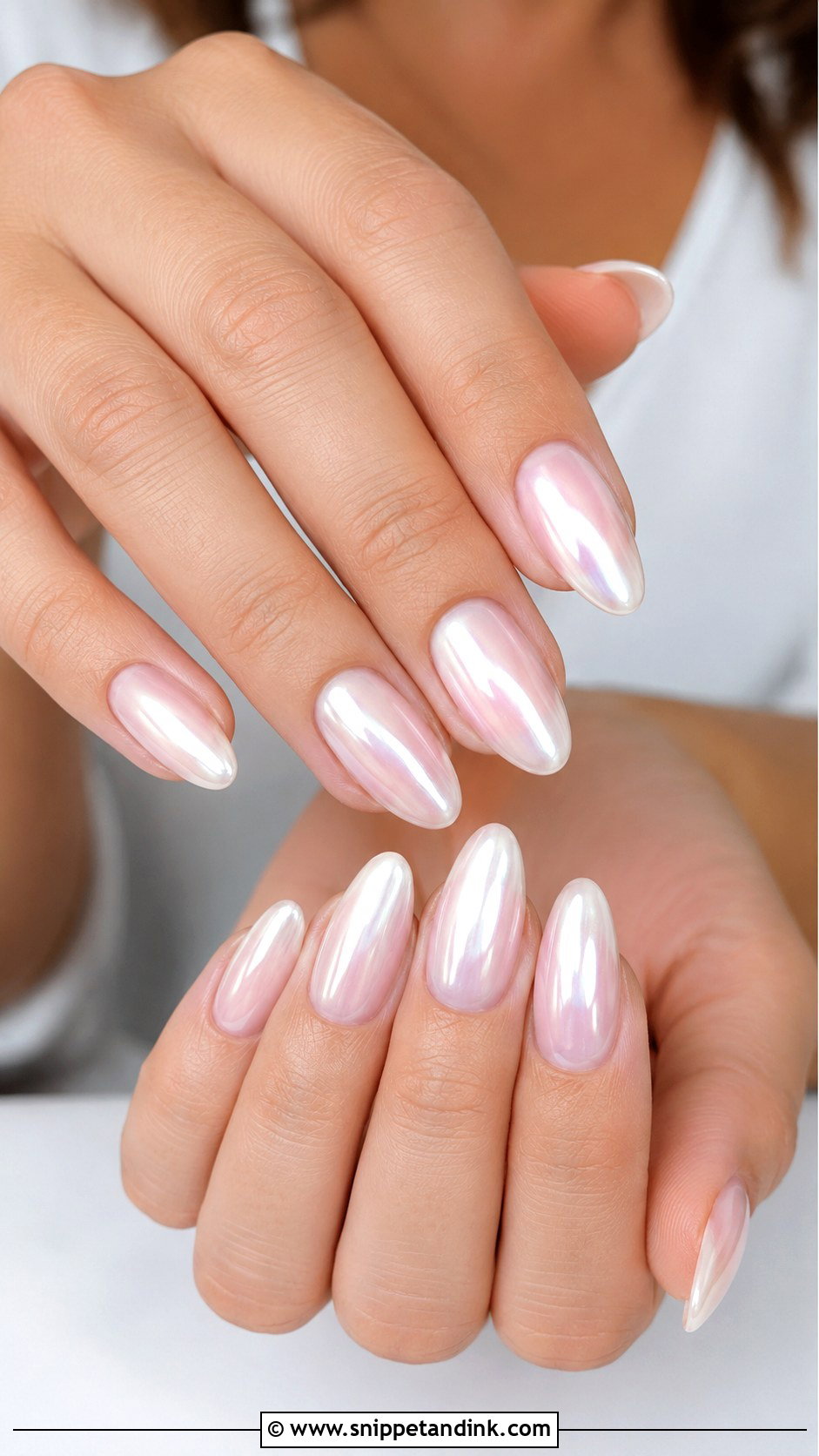 Pearl Chrome Wedding Manicure - Snippet and Ink - 20 Wedding Manicure for Bride Ideas
