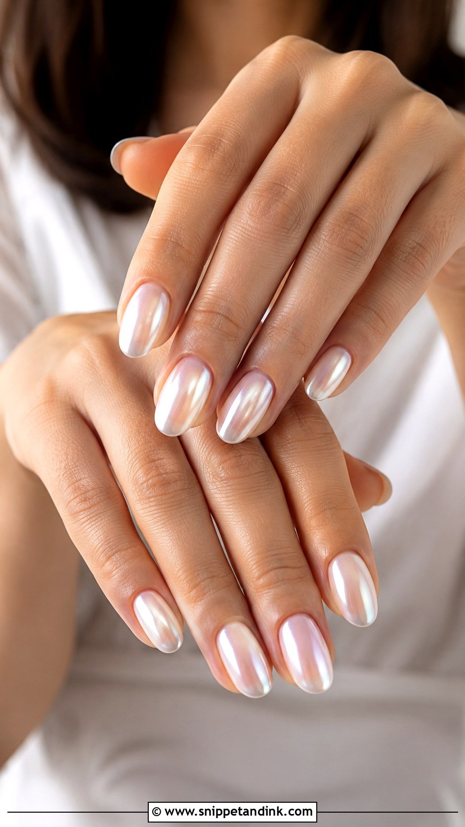 Pearl Chrome Wedding Nails - Snippet and Ink - 20 Clean Wedding Nails