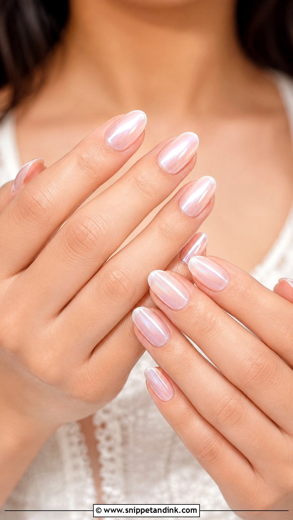 Pearl Chrome Wedding Nails - Snippet and Ink - 20 Basic Wedding Nails