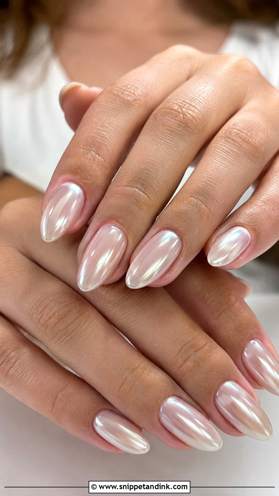 Pearl Chrome Wedding Nails - Snippet and Ink - 20 Nail Inspo for Wedding Ideas