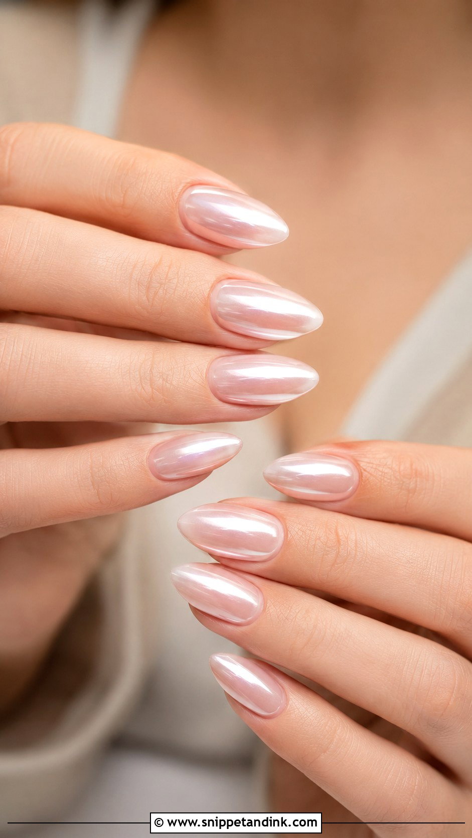 Pearl Chrome Wedding Nails - Snippet and Ink - 20 Simple Wedding Nails Brides