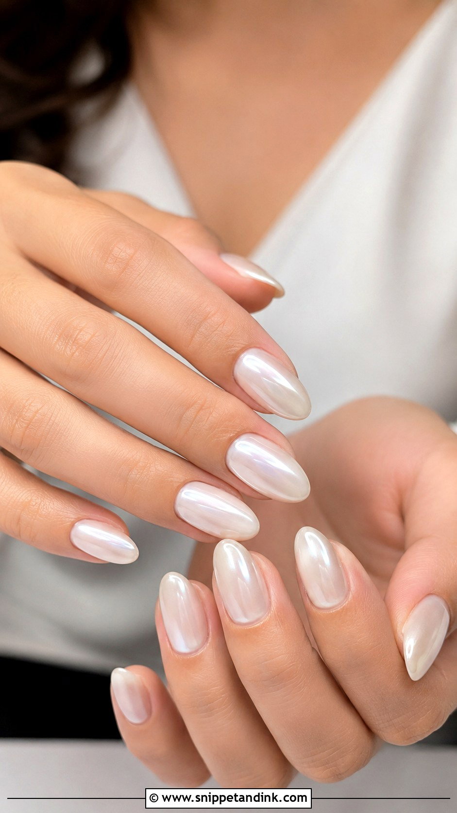 Pearl Chrome Wedding Nails - Snippet and Ink - 20 Simple Wedding Nails Design
