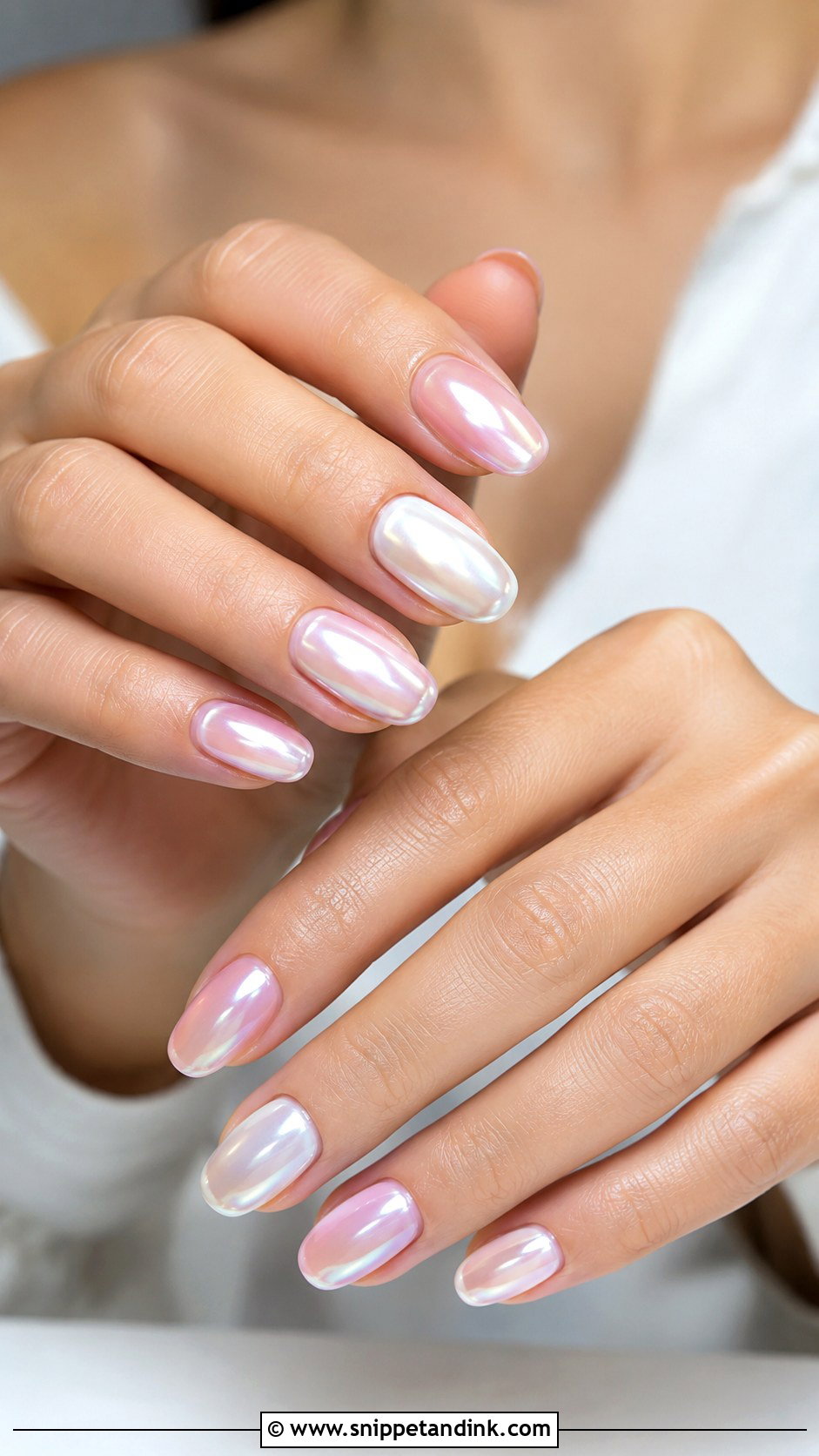 Pearl Chrome Wedding Nails - Snippet and Ink - 20 Wedding Inspired Nails