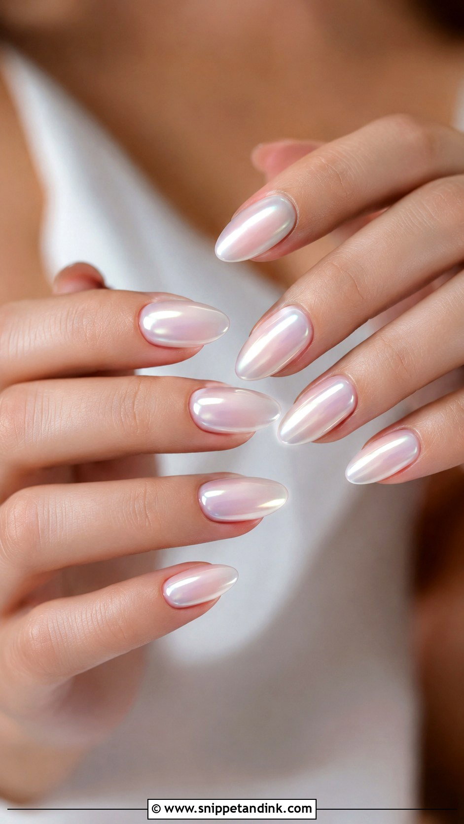 Pearl Chrome Wedding Nails - Snippet and Ink - 20 Wedding Inspo Nails
