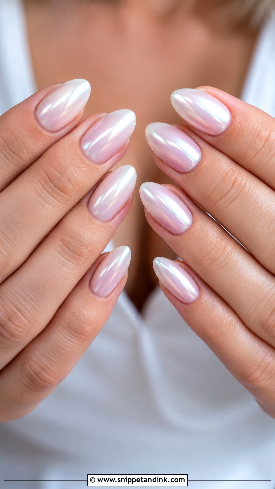 Pearl Chrome Wedding Nails - Snippet and Ink - 20 Wedding Nail Ideas 2025