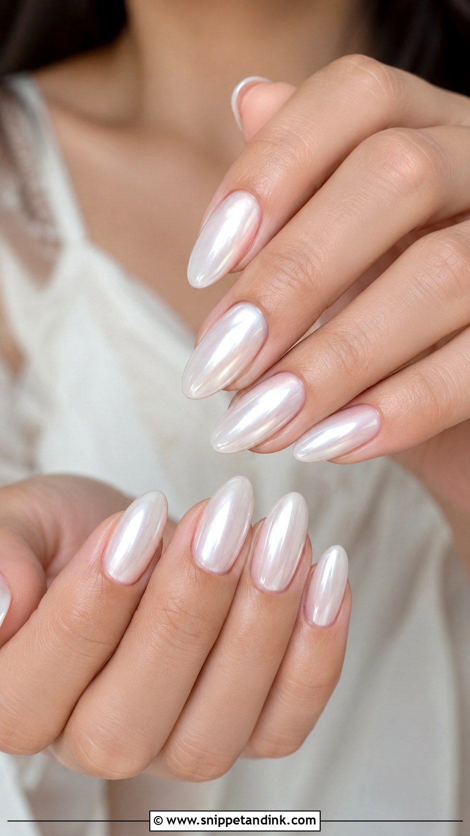 Pearl Chrome Wedding Nails - Snippet and Ink - 20 Chrome Wedding Nails for Bride