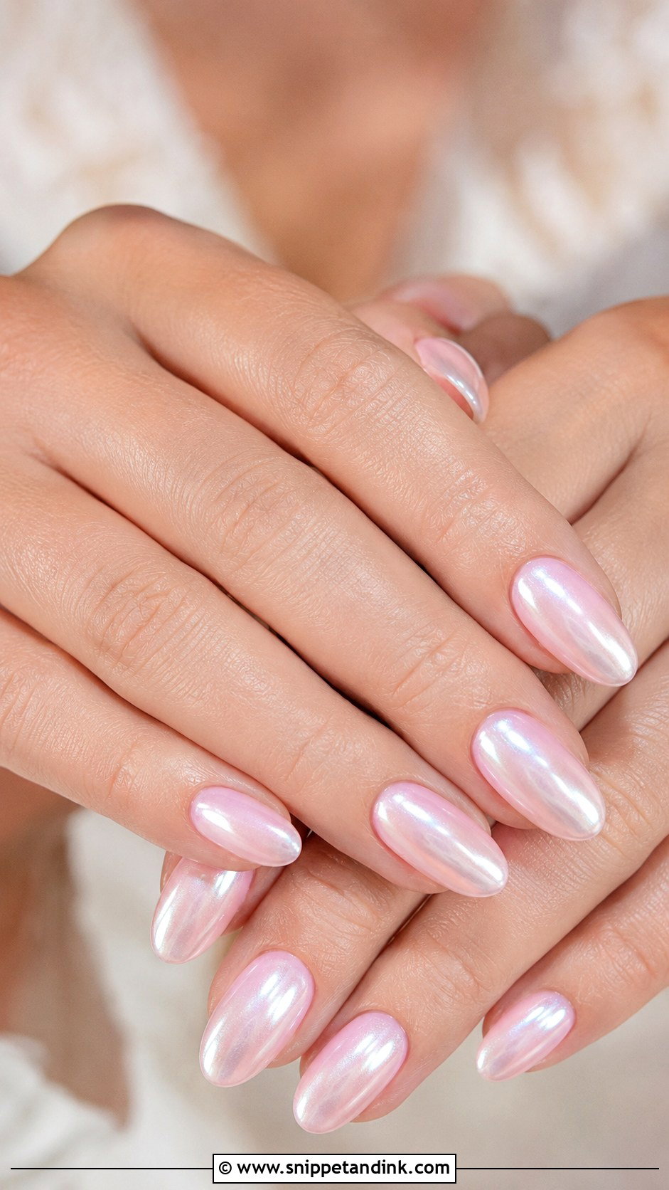 Pearl Chrome Wedding Nails - Snippet and Ink - 20 Classic Wedding Nails for Bride