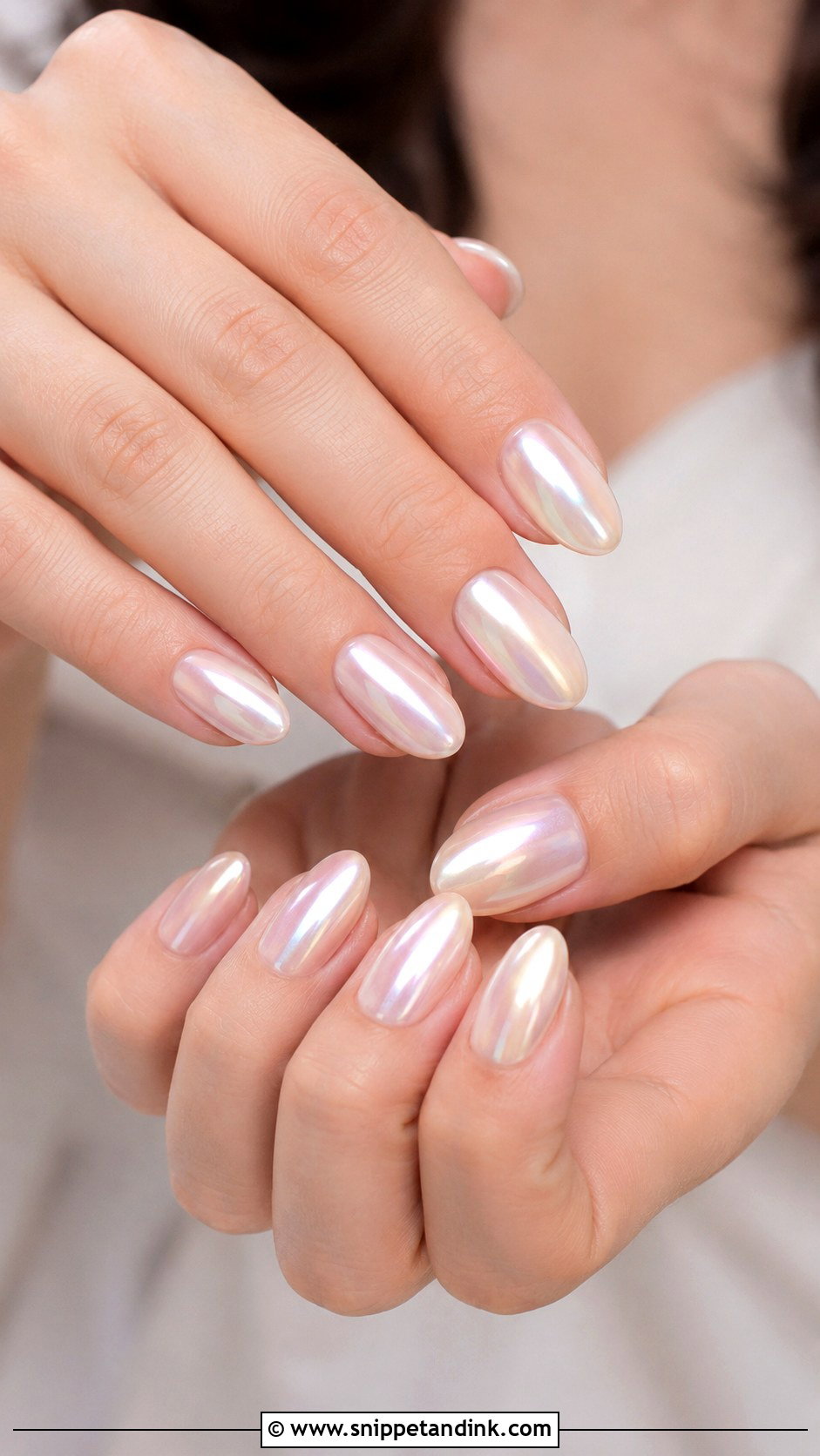 Pearl Chrome Wedding Nails - Snippet and Ink - 30 Simple Wedding Nails for Bride