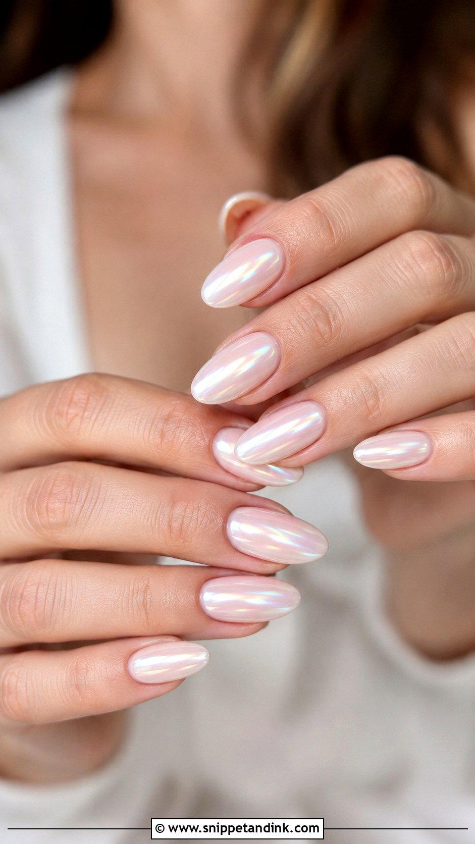 Pearl Chrome Wedding Nails - Snippet and Ink - 30 Wedding Nail Inspo for Bride Ideas