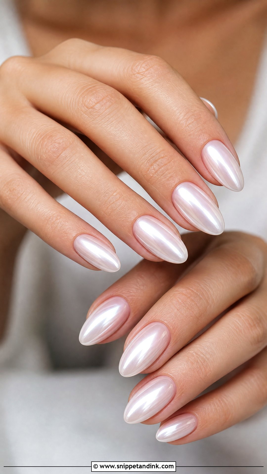 Pearl Chrome Wedding Nails - Snippet and Ink - 35 Classy Bridal Wedding Nails for Bride