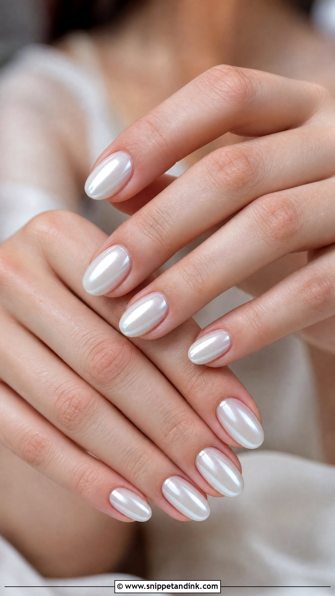 Pearl Chrome Wedding Nails - Snippet and Ink - 35 Wedding Day Nails