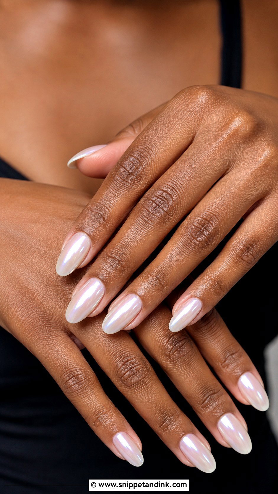Pearl Chrome Wedding Nails For Black Women - Snippet and Ink - 20 Wedding Nails Black Women