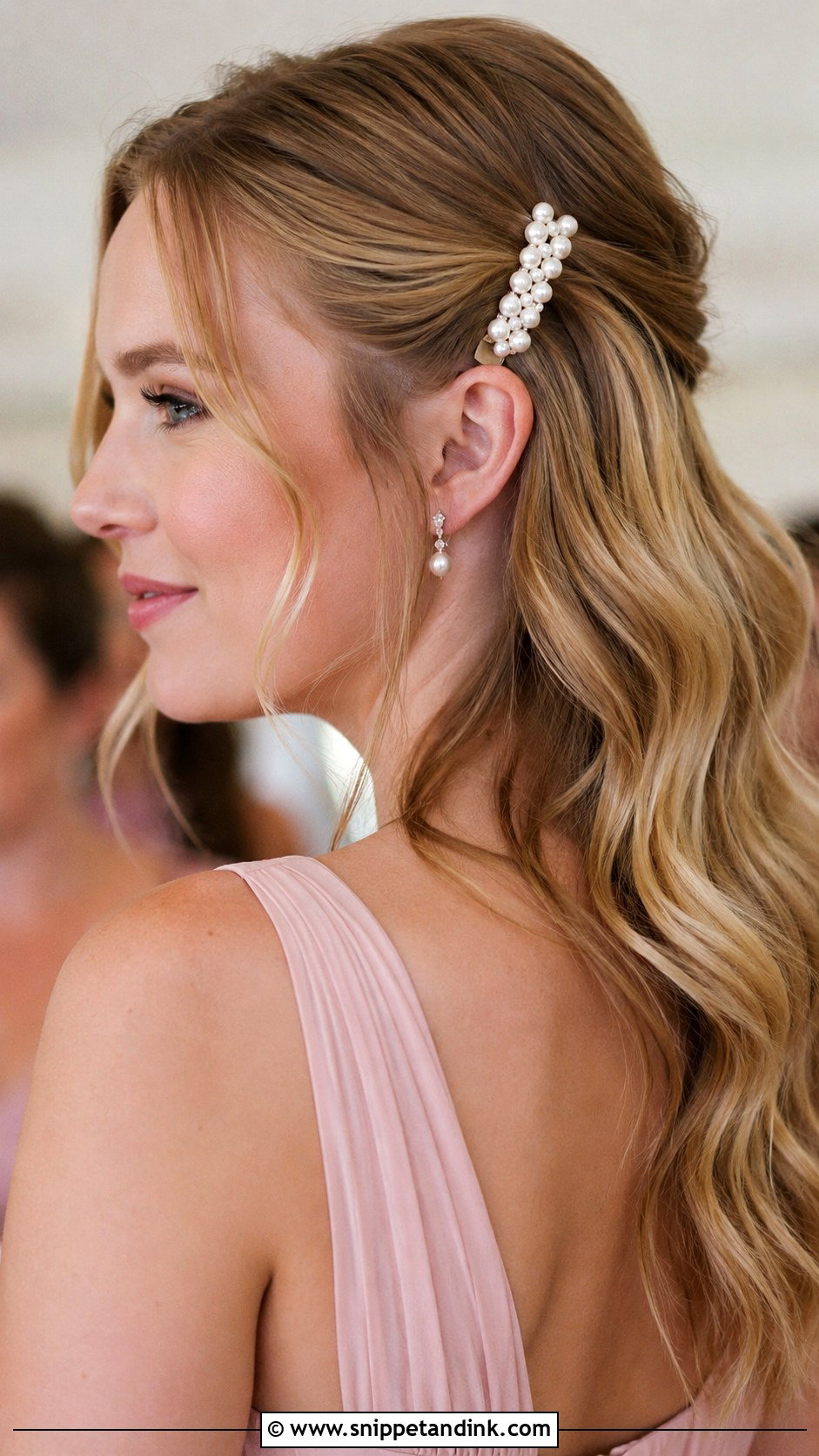 Pearl Clip Bridesmaid Hairstyle - Snippet and Ink - 20 Cute Wedding Hairstyles Bridesmaid