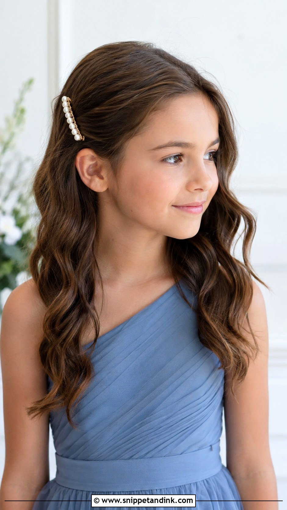 Pearl Clip Jr Bridesmaid Hair - Snippet and Ink - 25 Jr Bridesmaid Hairstyles