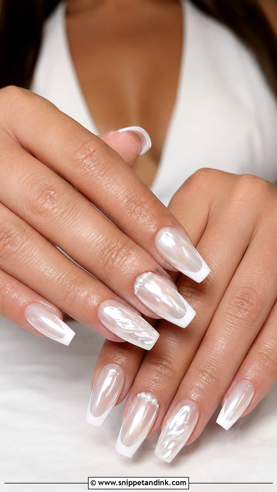 Pearl Coffin Bridal Nails - Snippet and Ink - 20 Pearl Bridal Nails