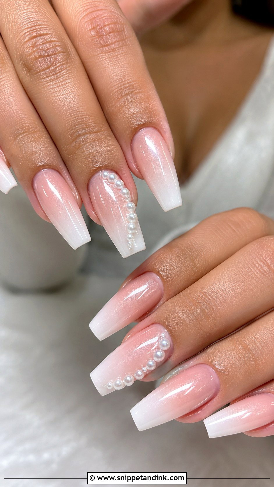 Pearl Coffin Wedding Nails - Snippet and Ink - 20 Pearl Wedding Nails for Bride