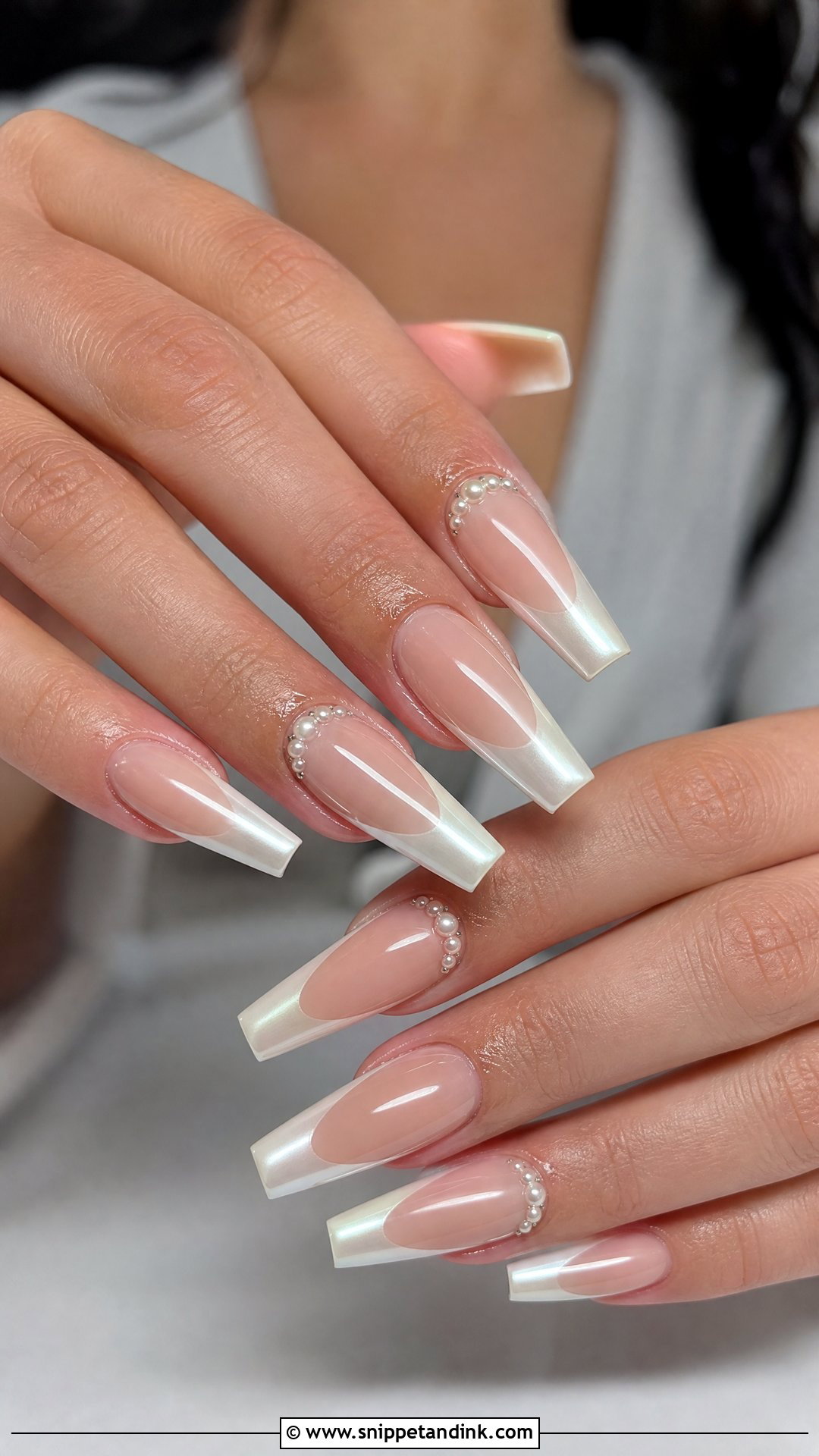 Pearl Coffin Wedding Nails - Snippet and Ink - 25 Pearl Wedding Nails