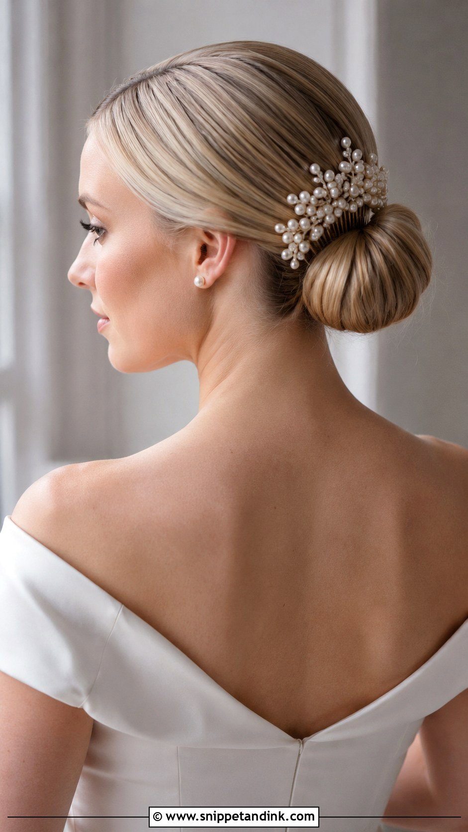 Pearl Comb Wedding Bun - Snippet and Ink - 15 Wedding Bun with Pearls Ideas