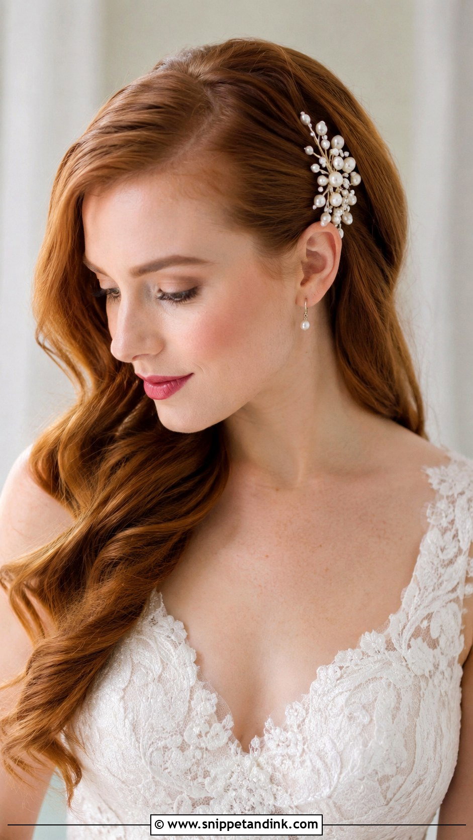 Pearl Comb With Side Swept Style - Snippet and Ink - 20 Bridal Hair Comb Ideas