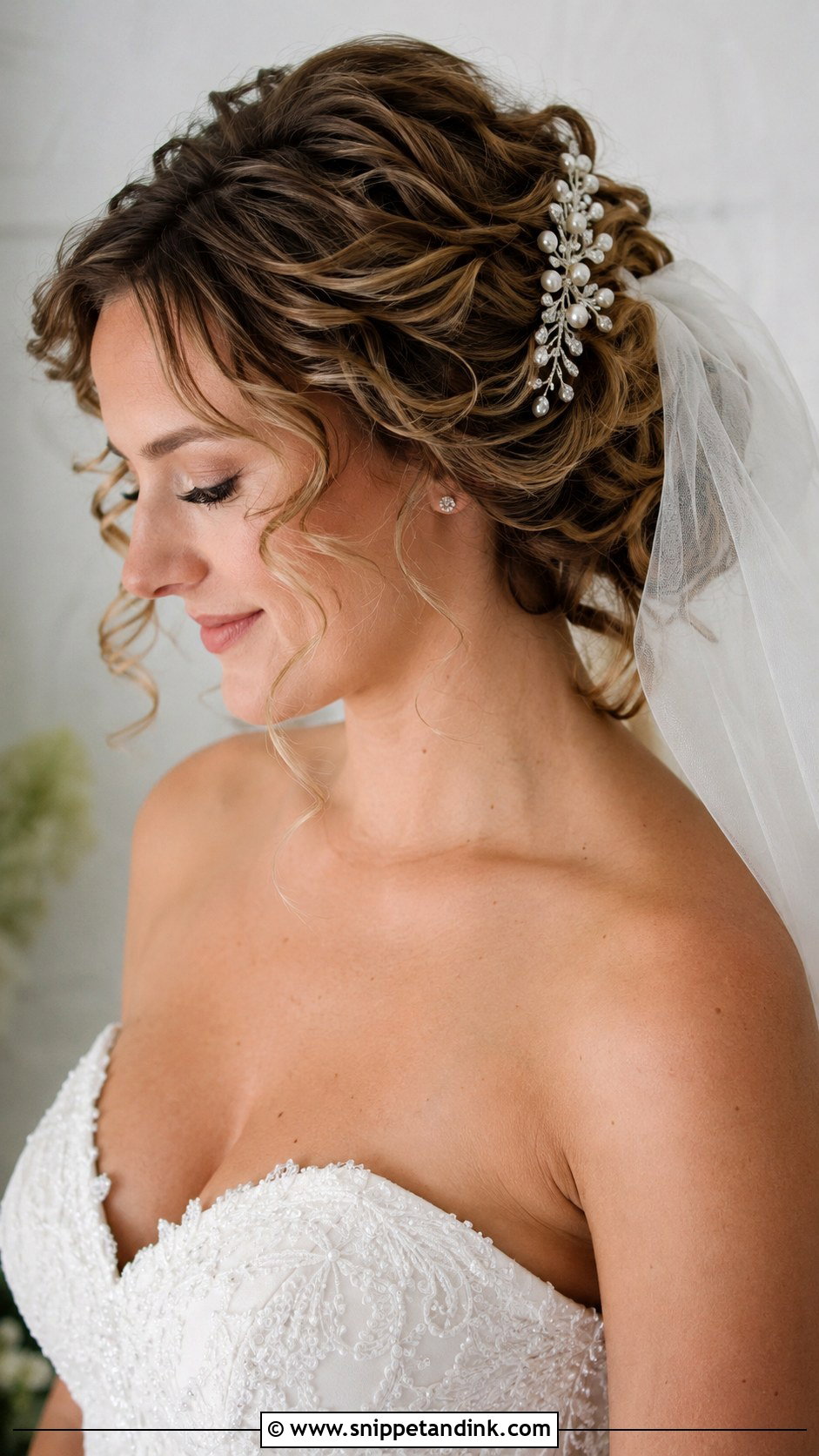 Pearl Comb With Soft Curls - Snippet and Ink - 20 Bridal Hair Pearls Ideas