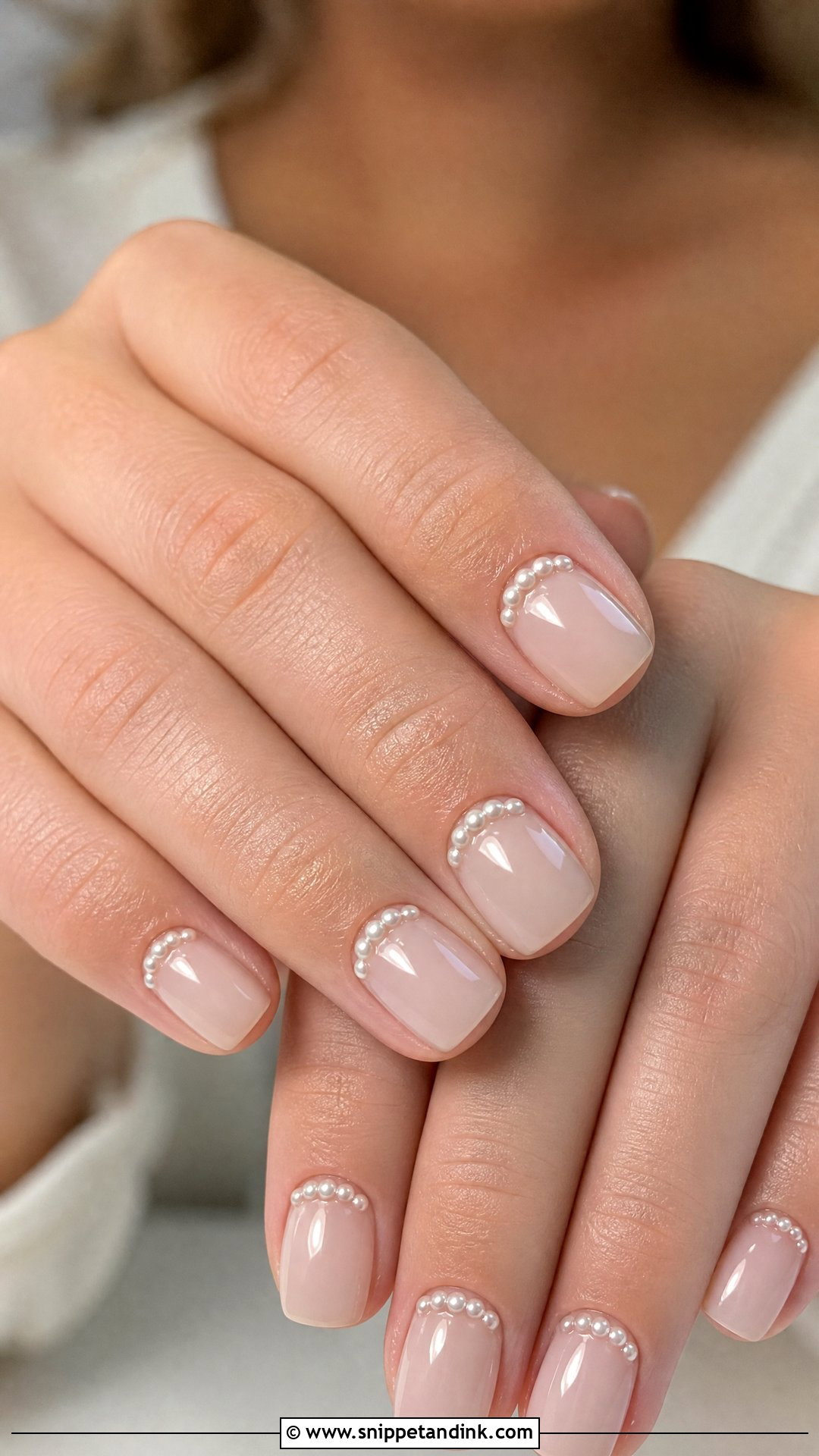 Pearl Cuticle Bridal Nails - Snippet and Ink - 25 Bridal Nails with Pearls
