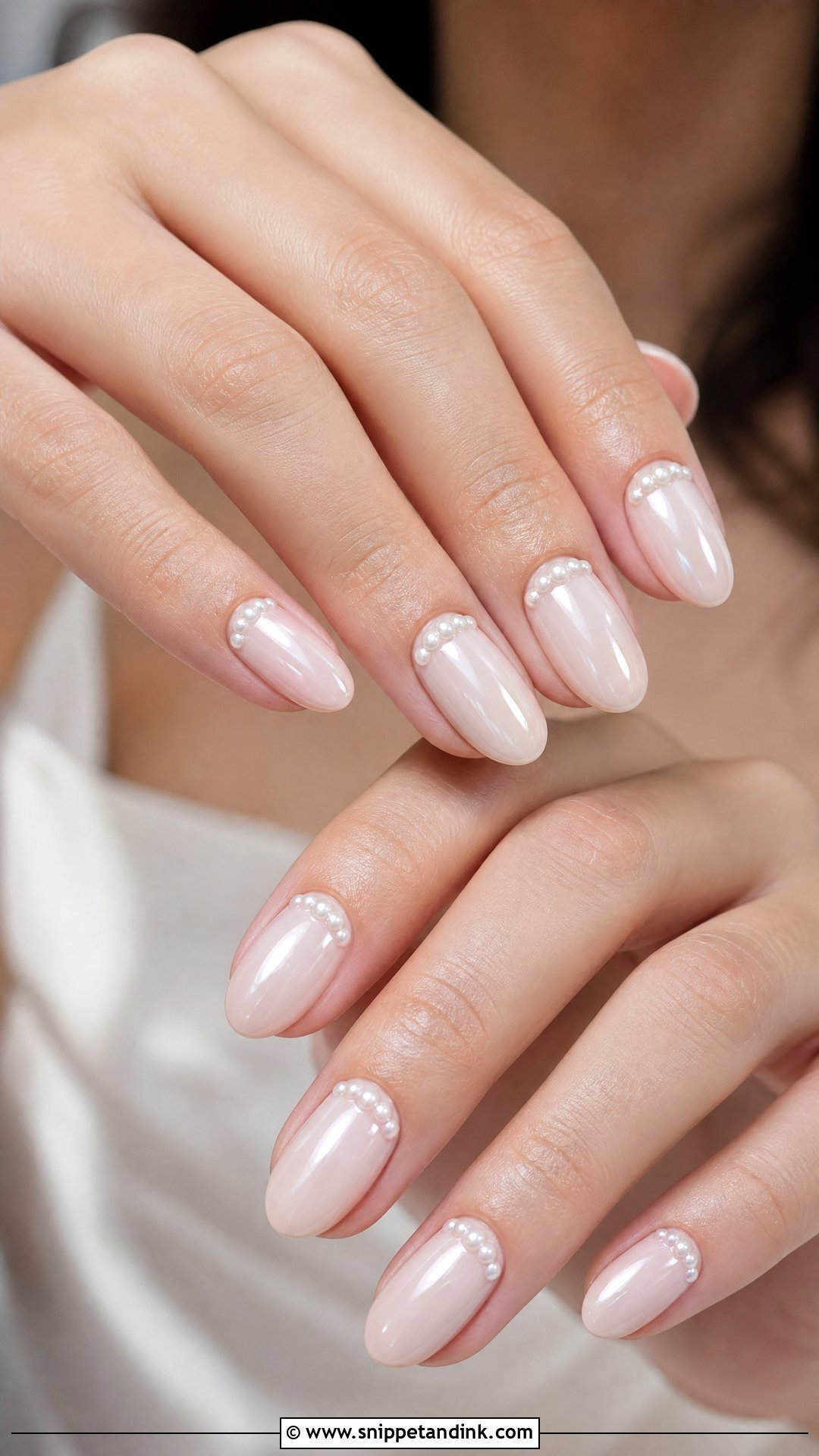 Pearl Cuticle Wedding Nails - Snippet and Ink - 30 Wedding Nail Art Design for Bride Ideas