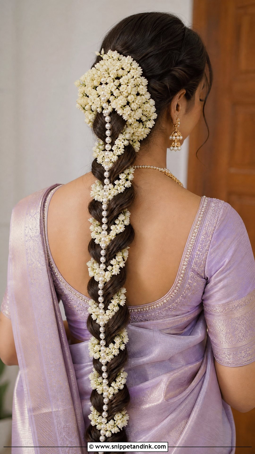 Pearl Decorated Bridal Braid - Snippet and Ink - 20 Tamil Bridal Hairstyles