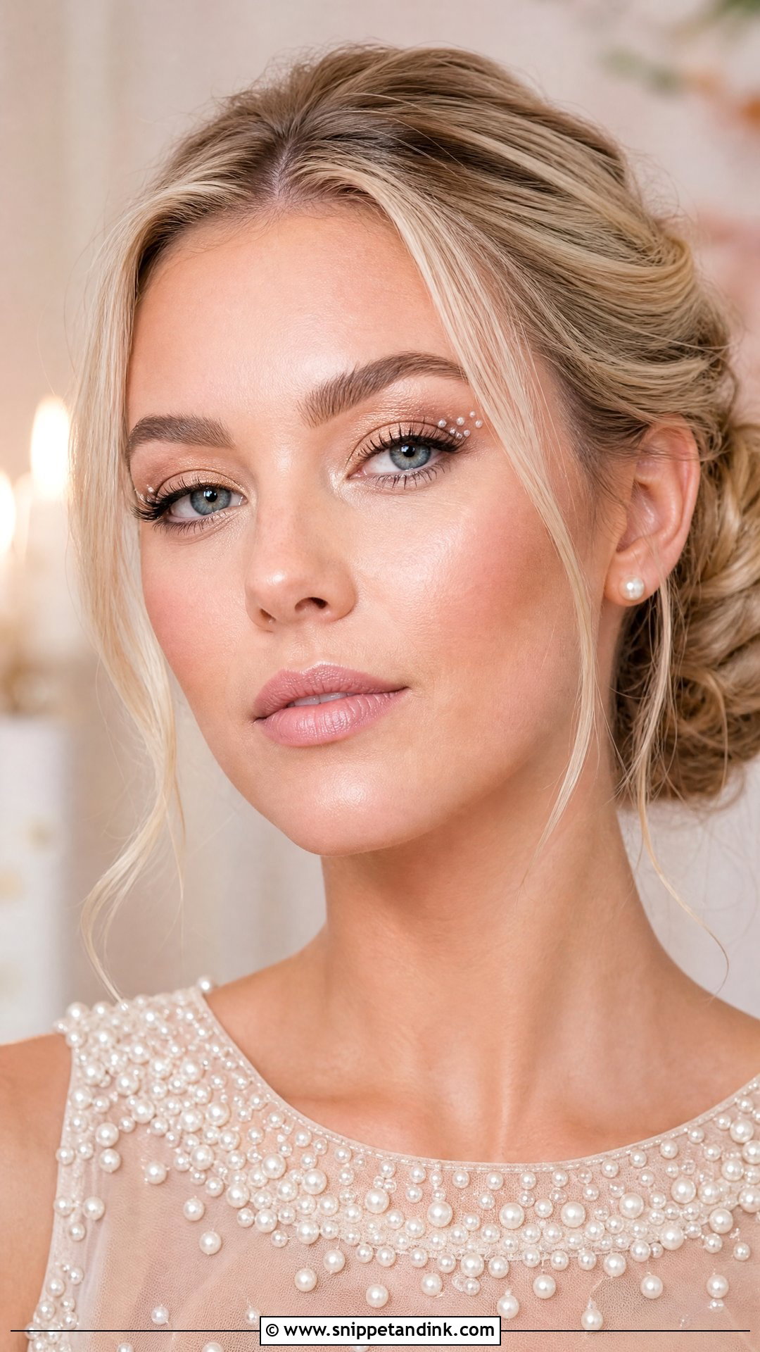 Pearl Detail Editorial Wedding Makeup - Snippet and Ink - 20 Editorial Wedding Makeup Ideas