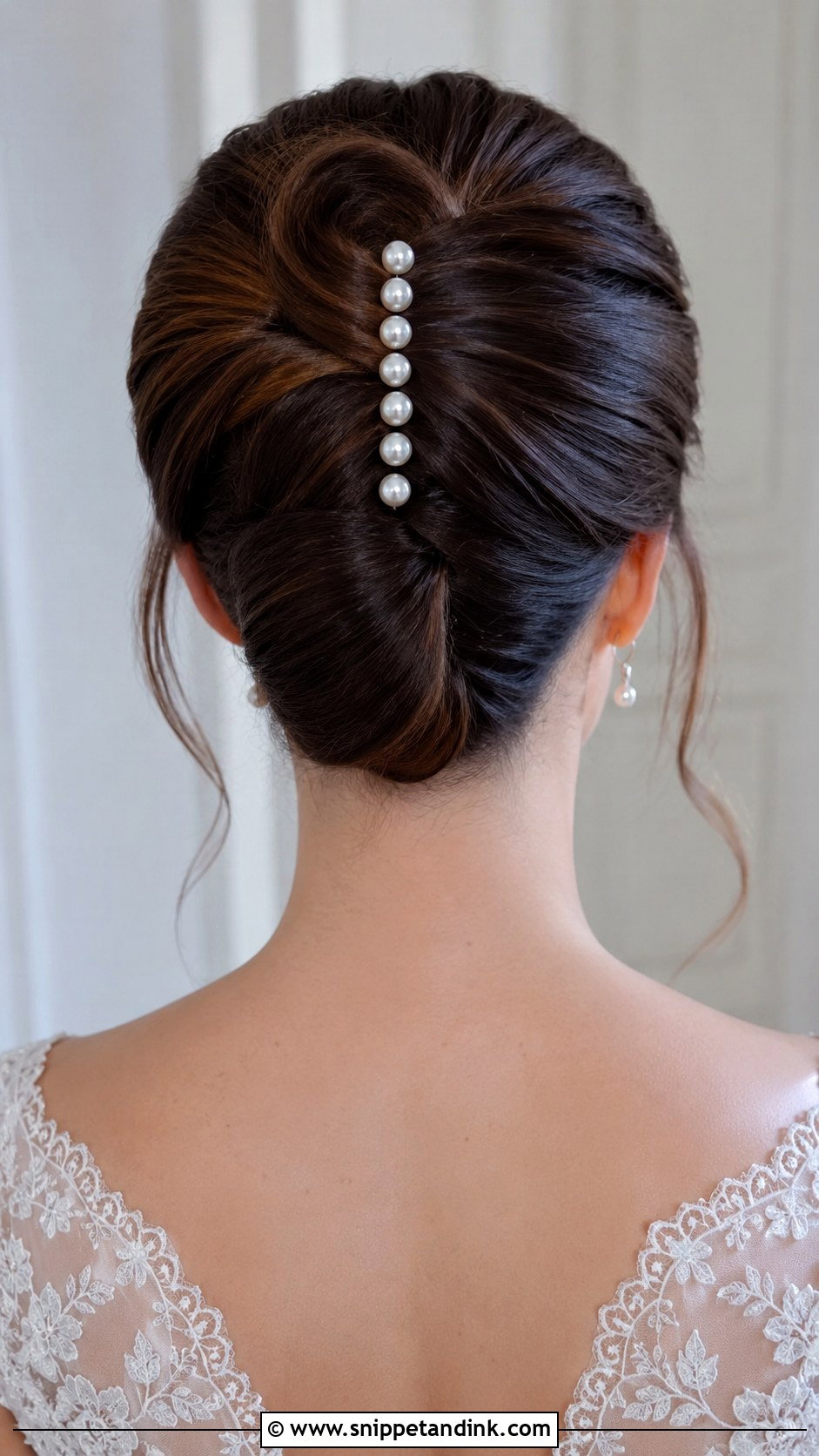 Pearl Detailed French Twist - Snippet and Ink - 20 Bridal Hair Pearls Ideas
