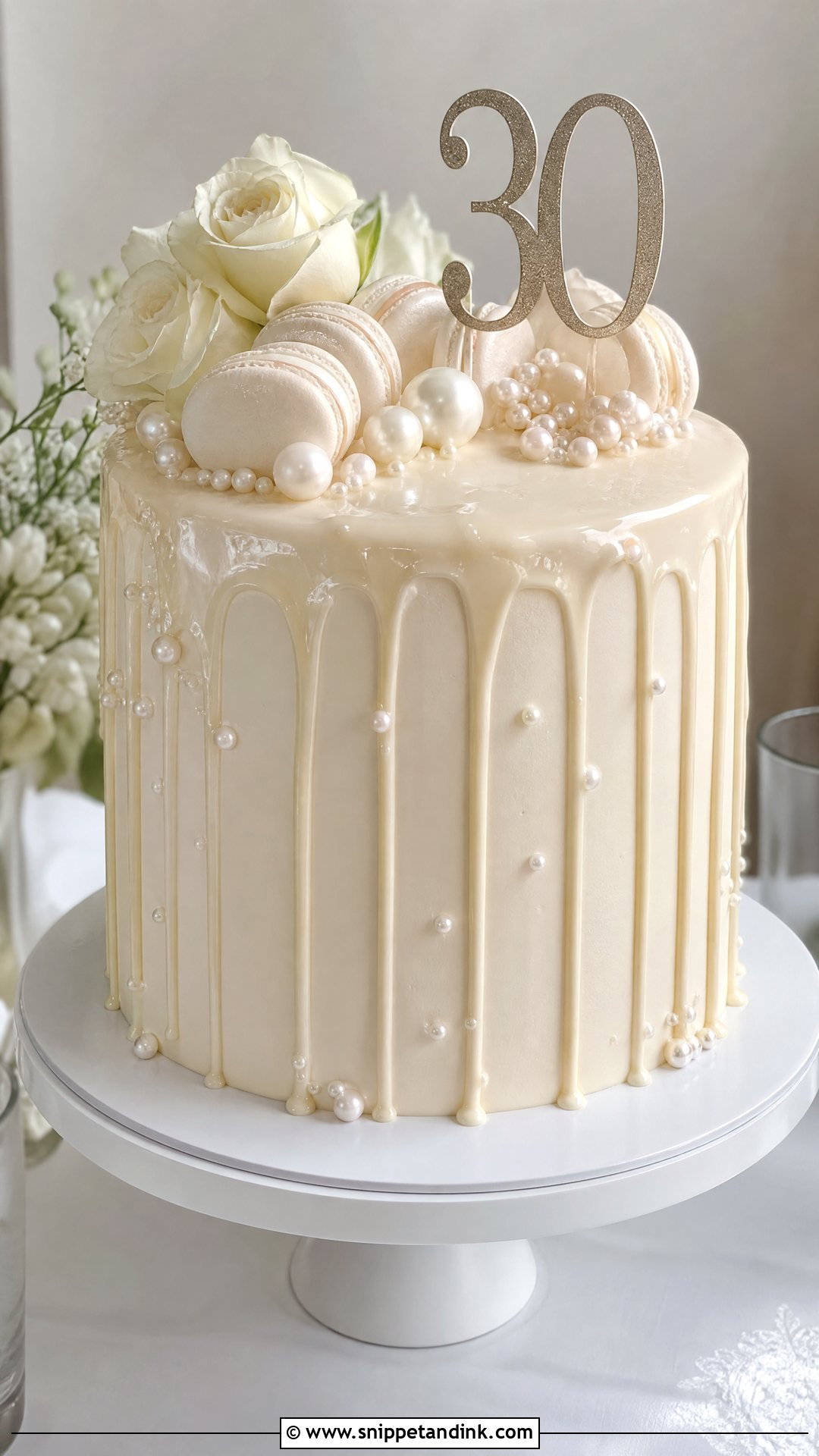 Pearl Drip 30th Anniversary Cake - Snippet and Ink - 25 30th Anniversary Cake Ideas