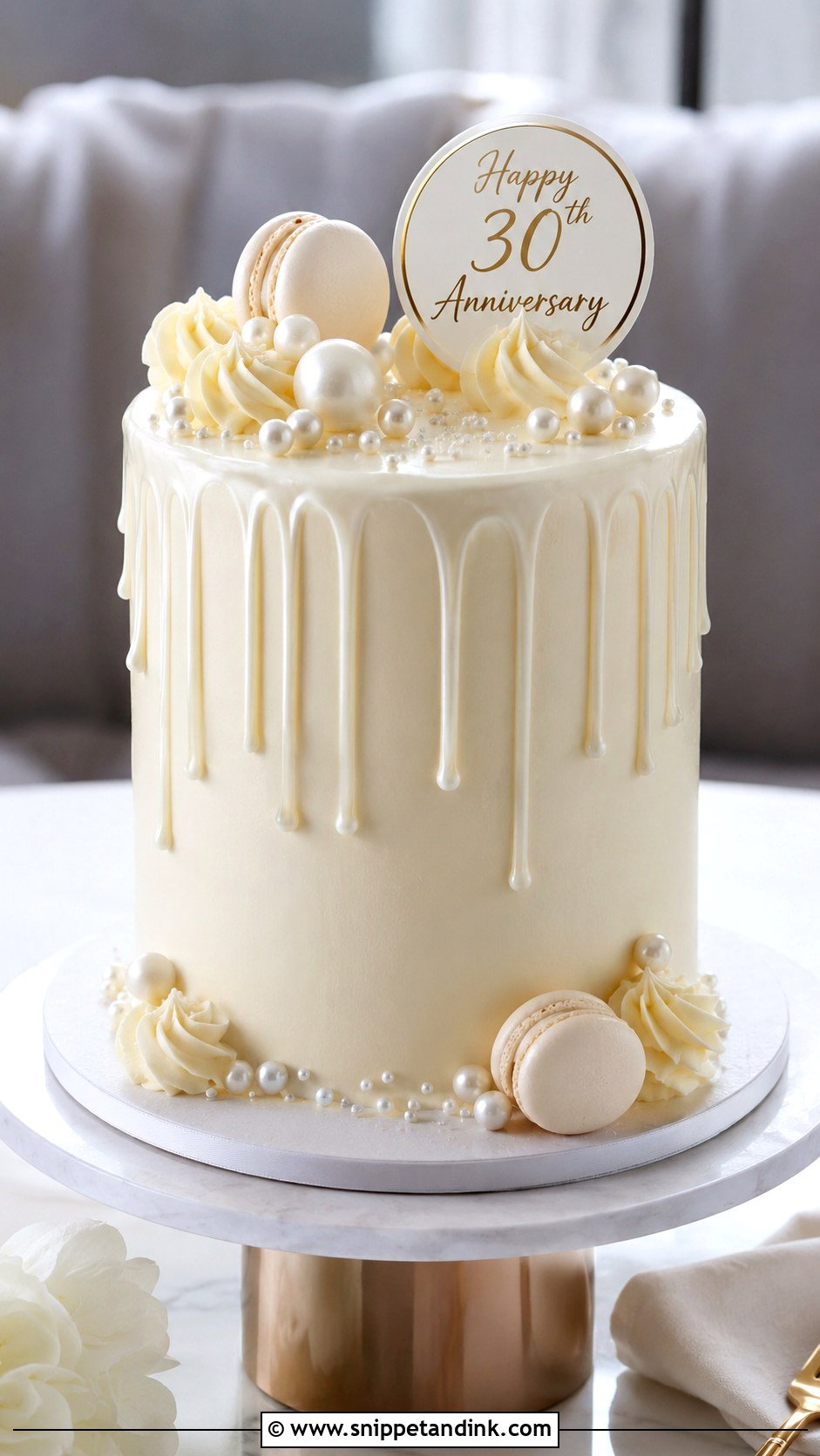 Pearl Drip Anniversary Cake - Snippet and Ink - 20 30th Wedding Anniversary Cake Ideas