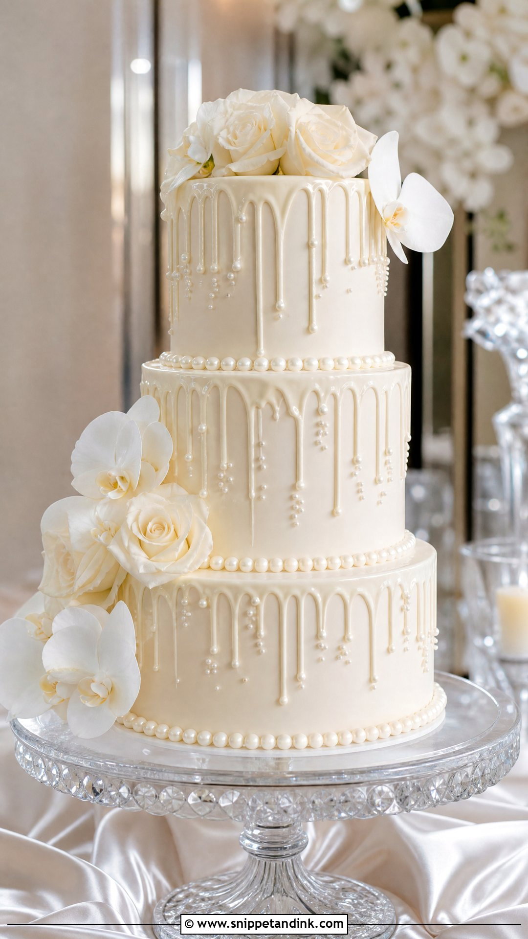 Pearl Drip Wedding Cake - Snippet and Ink - 30 Drip Cakes for Wedding