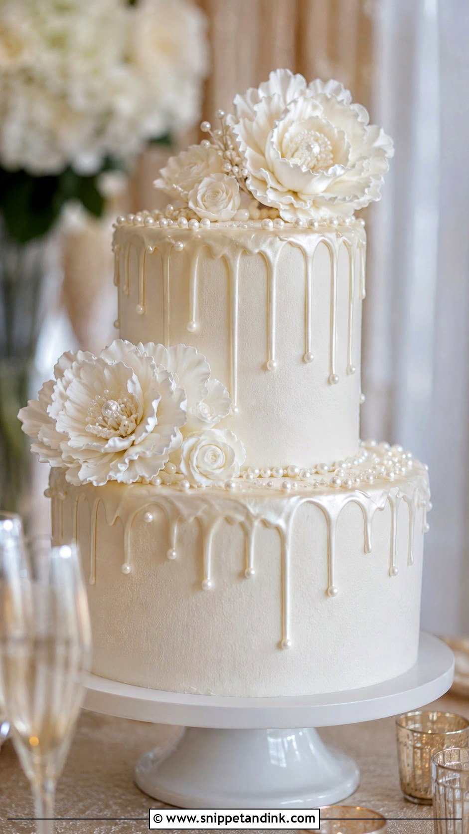 Pearl Drip Wedding Cake - Snippet and Ink - 20 Cakes with Pearls for Wedding