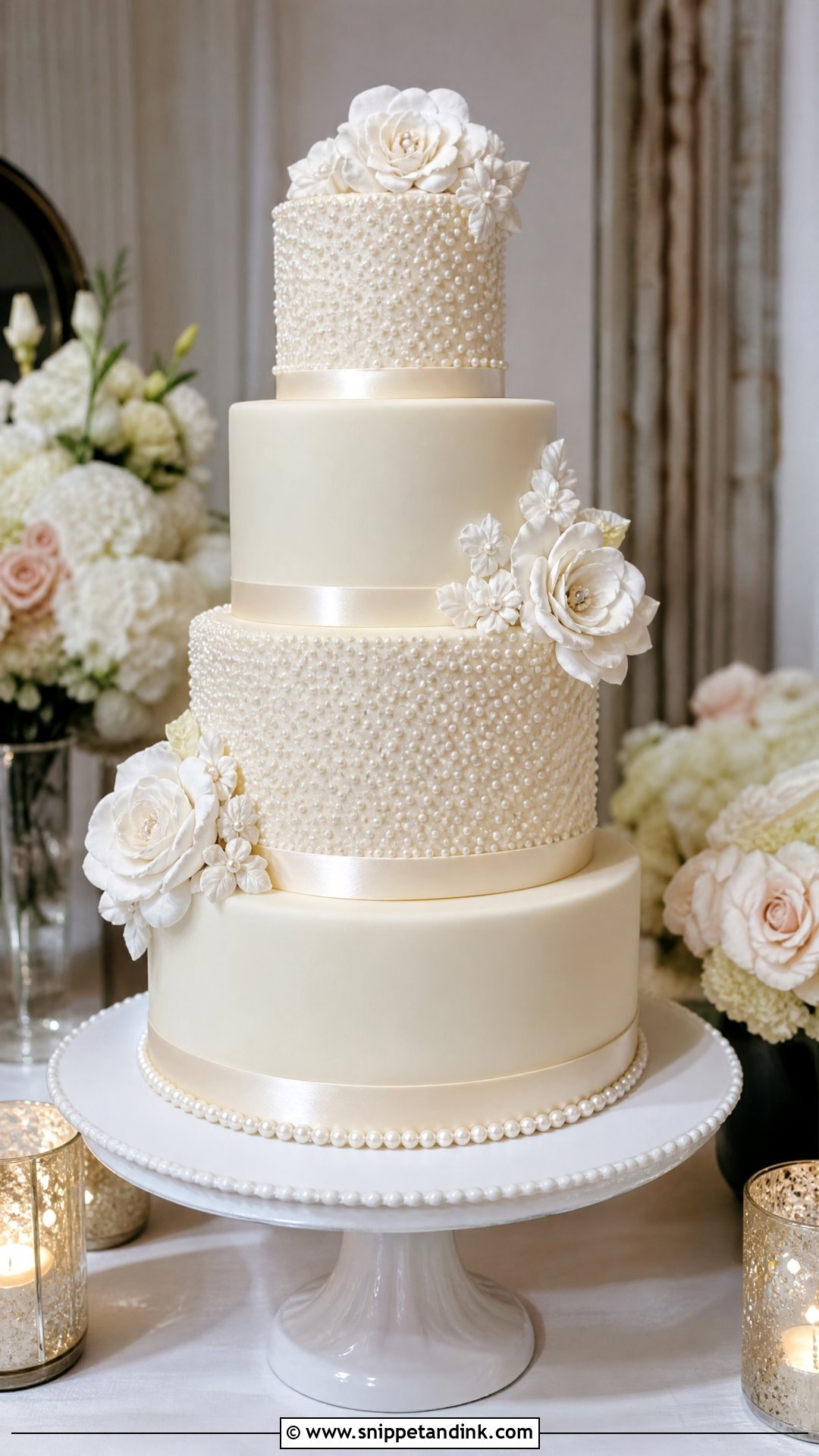 Pearl Dummy Wedding Cake - Snippet and Ink - 25 Dummy Cake Ideas for Wedding