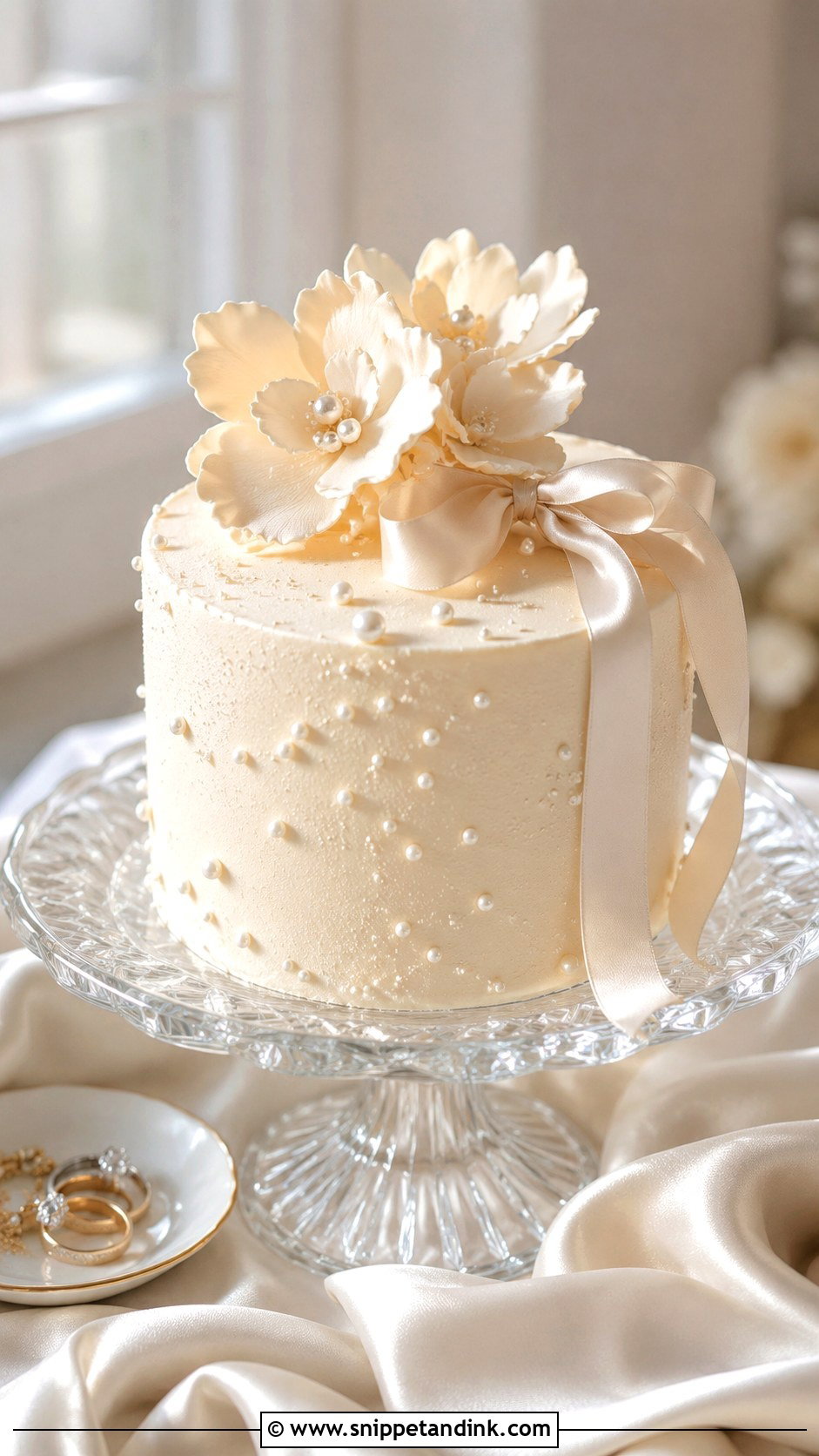 Pearl Elopement Wedding Cake - Snippet and Ink - 20 Elopement Wedding Cake Ideas