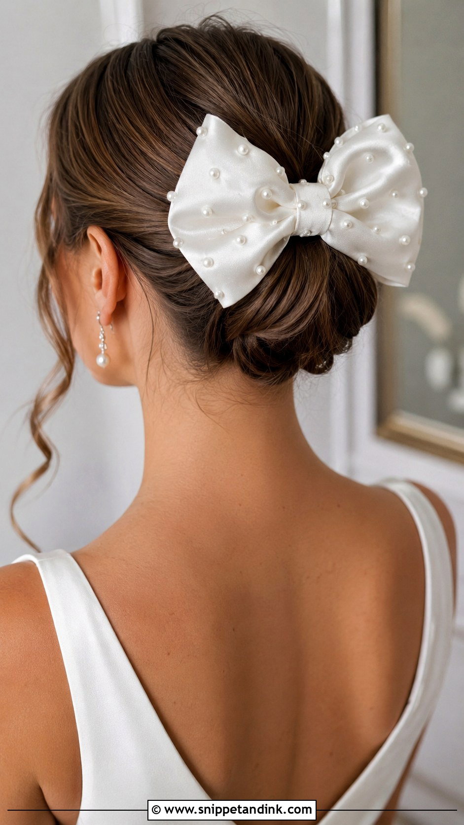 Pearl Embellished Bow Updo - Snippet and Ink - 20 Bridal Hair Bow Ideas