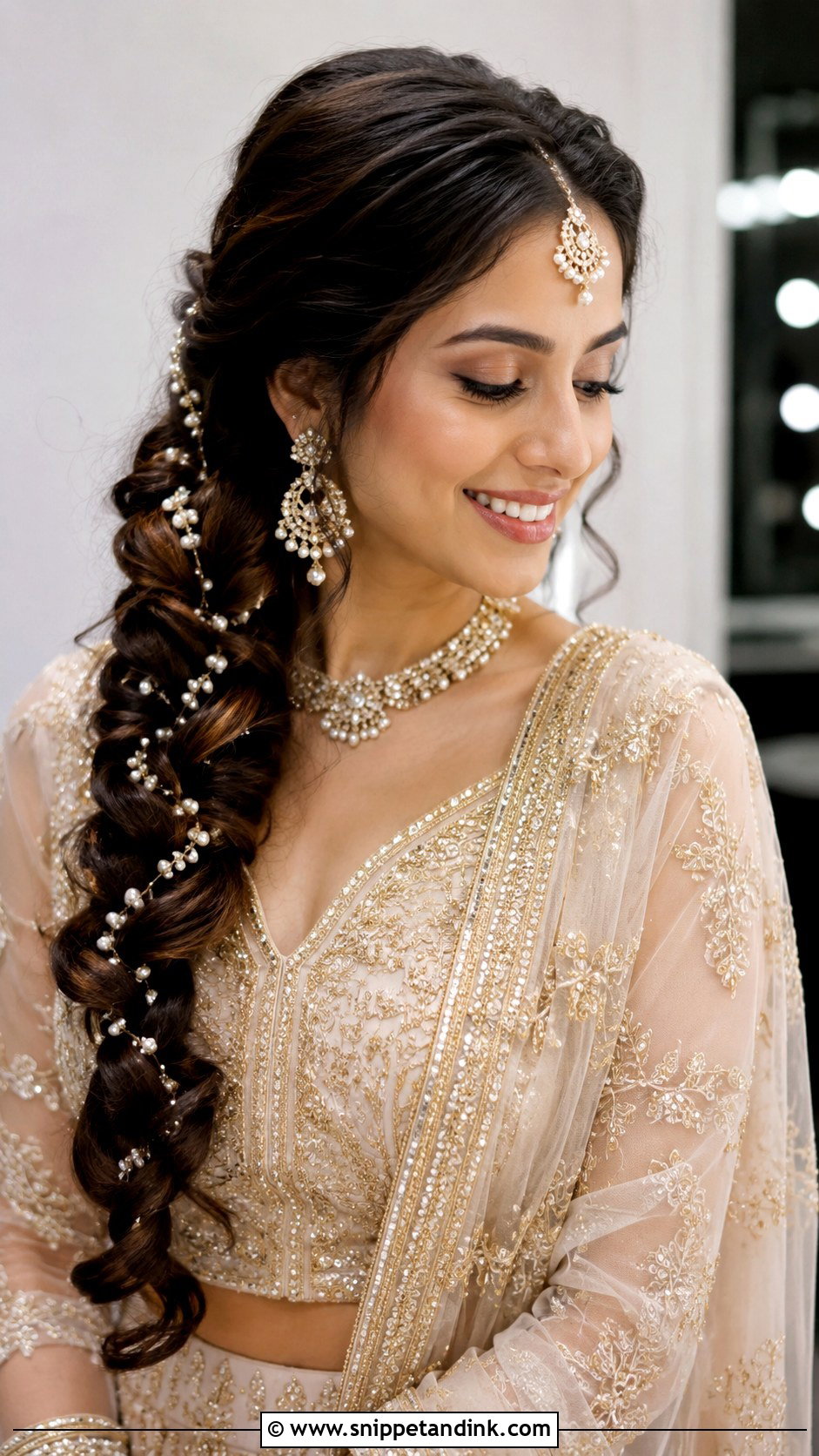 Pearl Embellished Braid - Snippet and Ink - 25 Indian Wedding Hairstyle Ideas