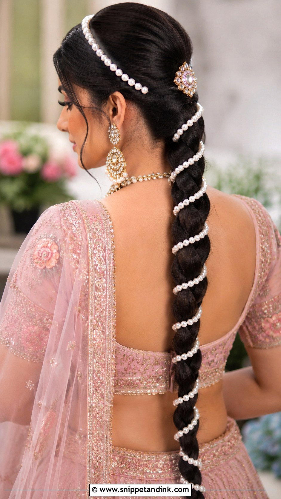 Pearl Embellished Braid - Snippet and Ink - 30 Indian Bridal Hairstyles