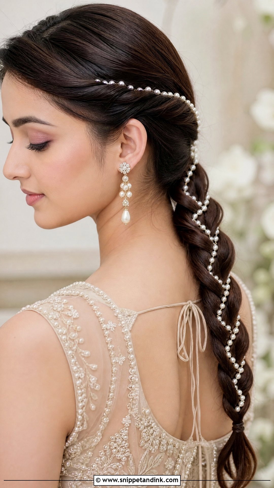 Pearl Embellished Braid - Snippet and Ink - 20 Indian Wedding Braids Bridal Hairstyle