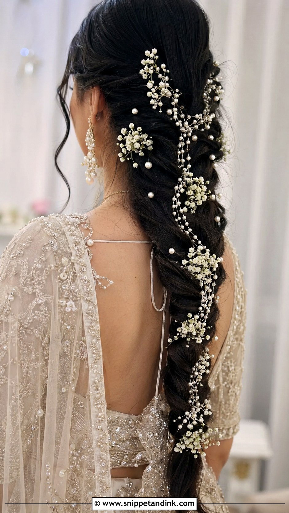 Pearl Embellished Bridal Choti - Snippet and Ink - 25 Bridal Choti Hairstyle Ideas