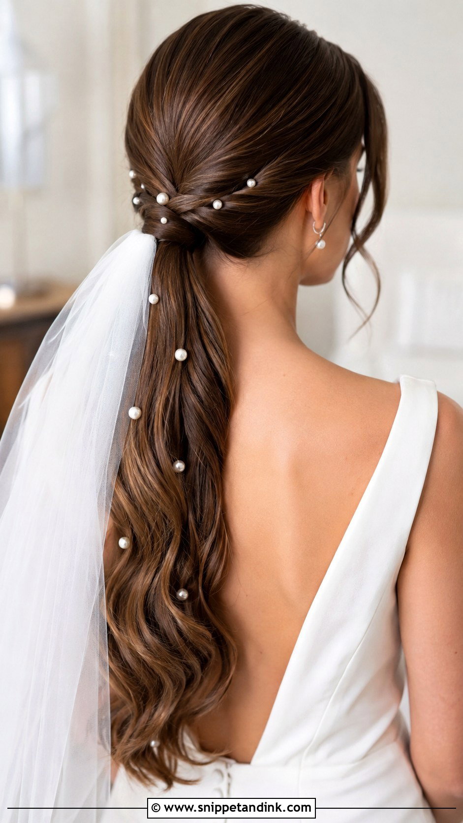 Pearl Embellished Bridal Ponytail - Snippet and Ink - 30 Pony Tailed Wedding Hairstyle Ideas