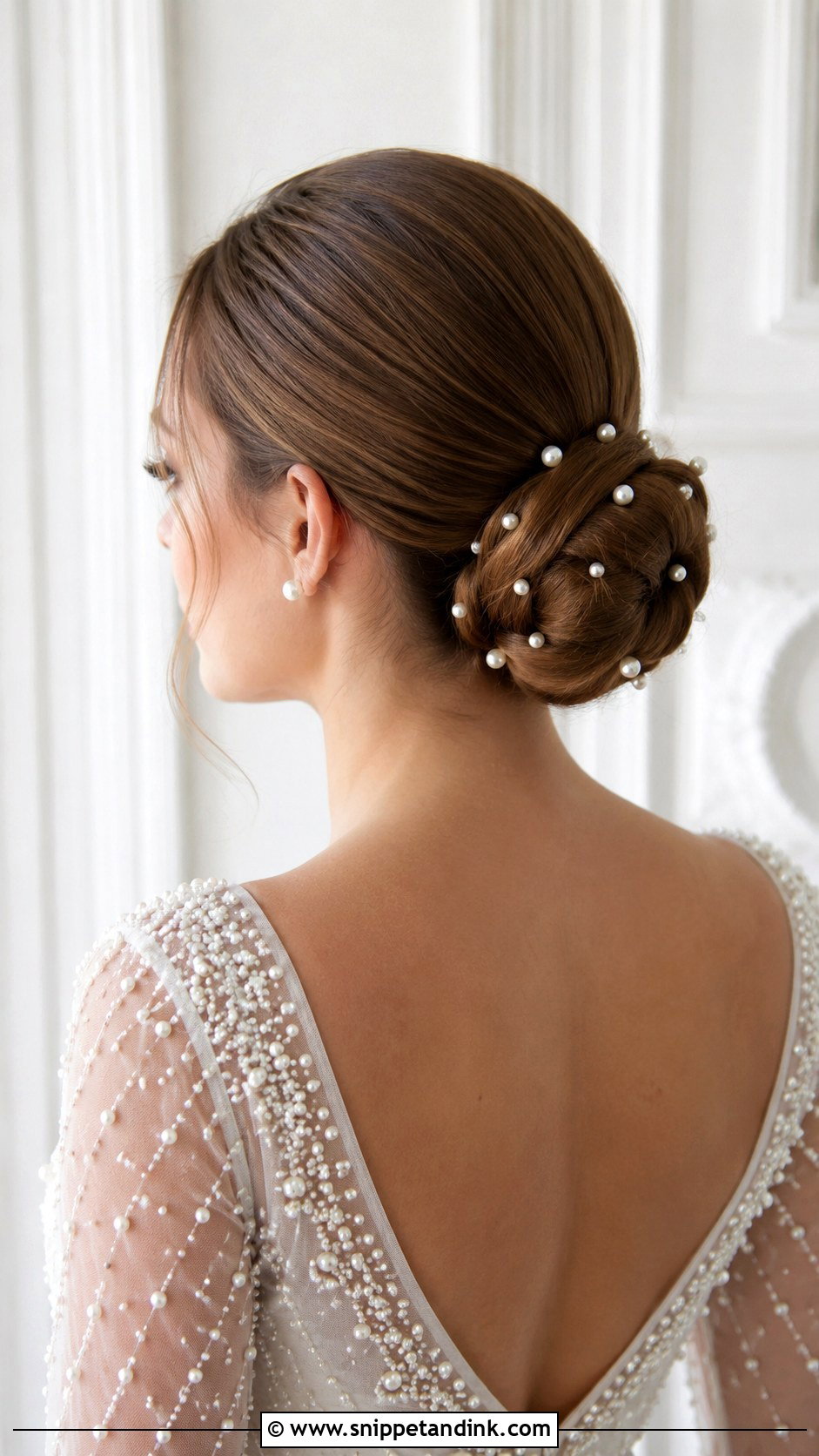 Pearl Embellished Bun - Snippet and Ink - 35 Bridal Hair Ideas
