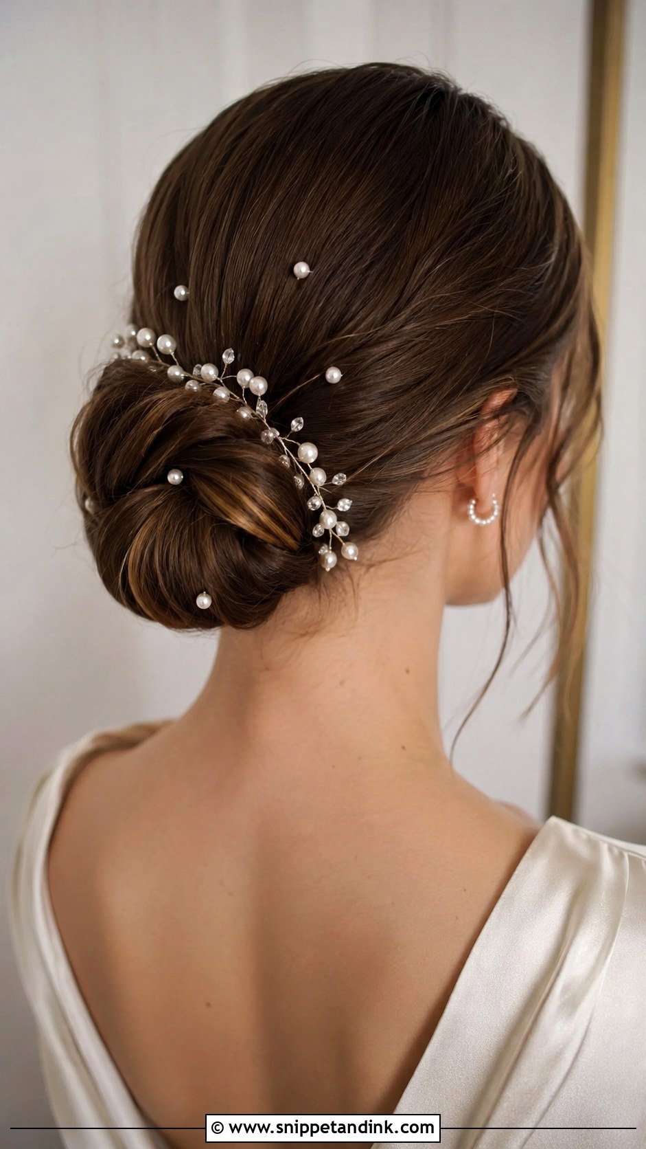 Pearl Embellished Bun for Brides - Snippet and Ink - 25 Bride Hair Bun Ideas