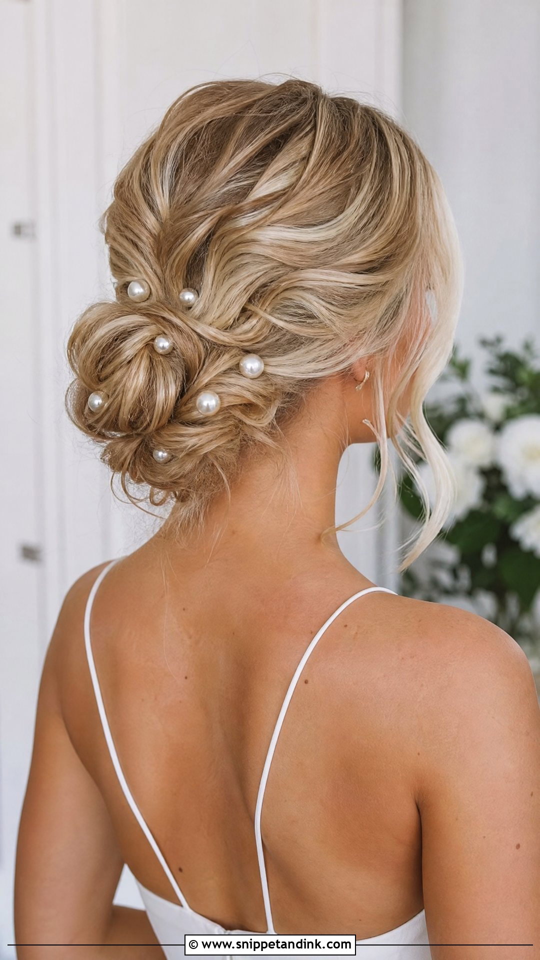 Pearl Embellished Bun for Wedding - Snippet and Ink - 25 Buns Hairstyles for Wedding